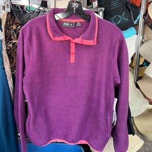 NWT Pulse Girls Plum Fleece Pullover Size L 14/16 Quarter Snap